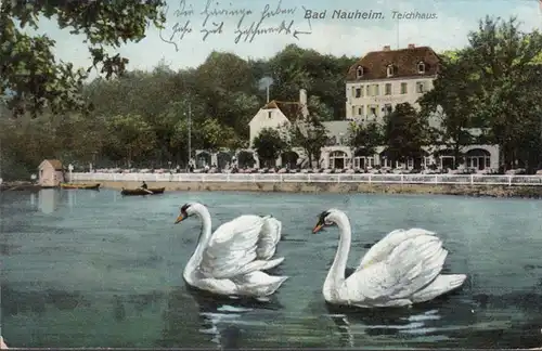 AK Bad Nauheim Teichhaus, gelaufen 1910
