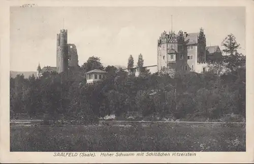 AK Saalfeld Escaut supérieur avec château Kitzerstein, couru en 1917