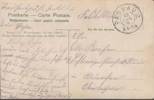 AK Passau Stadtansicht Feldpost, gelaufen 1915