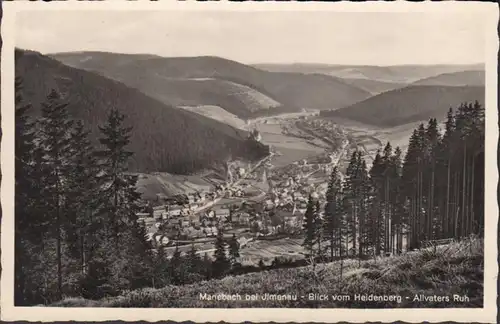 AK Manebach Blick vom Heidenberg, gelaufen 1939