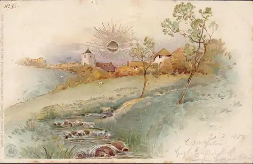 Carte postale de soleil Winkler & Schorn, alu 1900