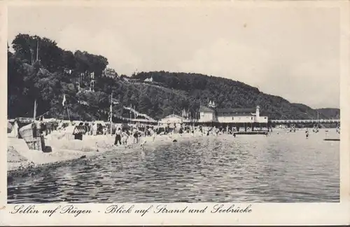 Sellin Blick auf Strand und Seebrücke, gelaufen 1938