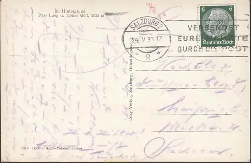 Salzbourg Pass Lueg et Göll supérieur, couru en 1933