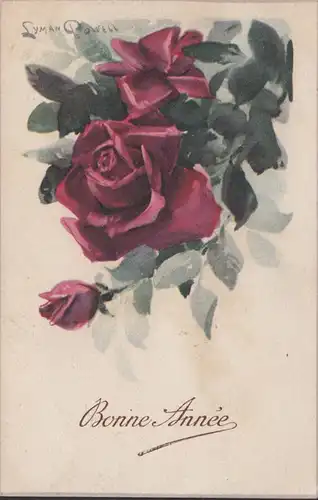 CPA Bonne Année Rosen, Artistes Lyman Powell, non circulé