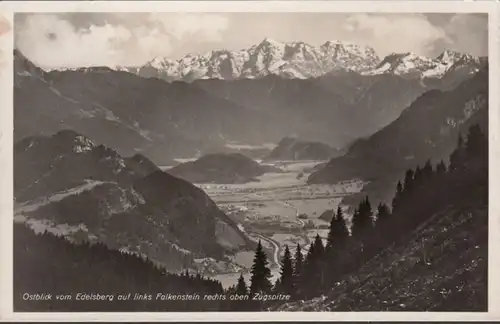 Ostblick vom Edelsberg auf Falkenstein und Zugspitze, gelaufen 1936