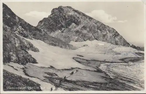Mädelegabel mit Gletscher und Bergsteiger, ungelaufen