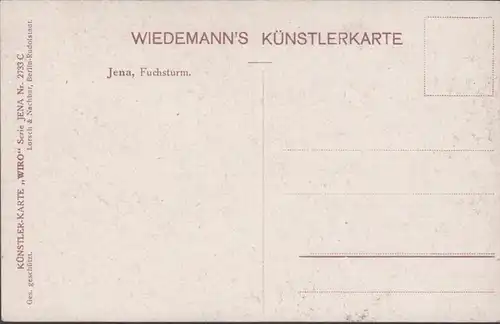 Jena Fuchsturm Wiedemann artiste AK, incurable