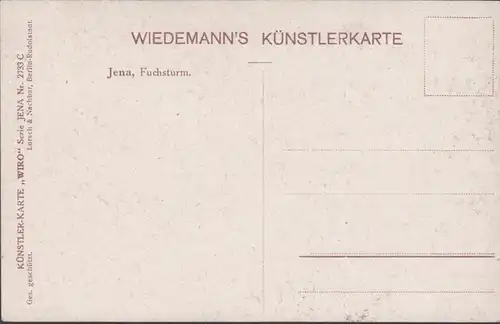 Jena Fuchsturm Wiedemann's Künstler AK, ungelaufen