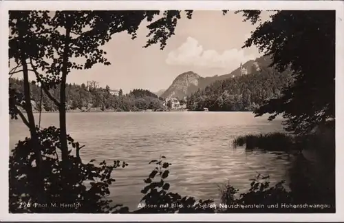 Alpsee mit Blick auf Schloss Neuschwanstein und Hohenschwangau, ungelaufen