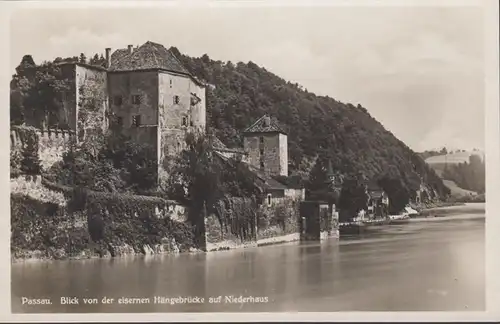 Passau Blick von der eisernen Hängebrücke, ungelaufen