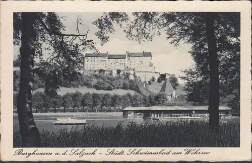 Burghausen Schwimmbad am Wöhrsee, gelaufen 1950