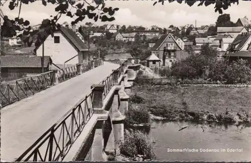 Sommerfrische Dodenau Stadtansicht Brücke, gelaufen 1958