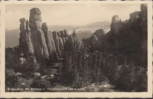 Riesengebirge Die Dreisteine mit Schneekoppenblick, gelaufen 1941