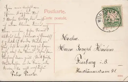 Würzburg Das Käpelle, gelaufen 1908