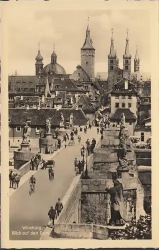 Würzburg Blick auf den Dom, ungelaufen