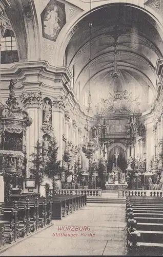 Würzburg Inneres und Altar der Stifthauer Kirche, gelaufen 1913