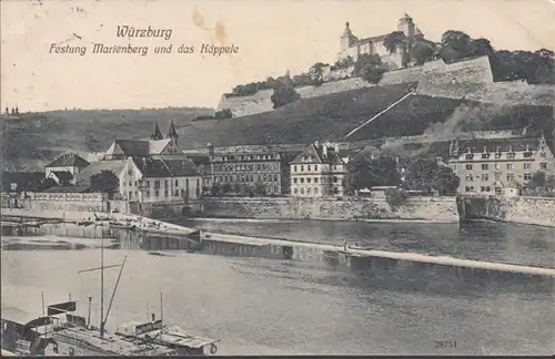 Würzburg Festung Marienberg und das Käpelle, gelaufen 1909