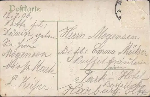 Würzburg Urkunde Hofbrauhaus Keller, gelaufen 1906