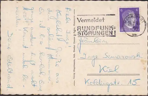 Hannover Leineschloss, gelaufen 1943