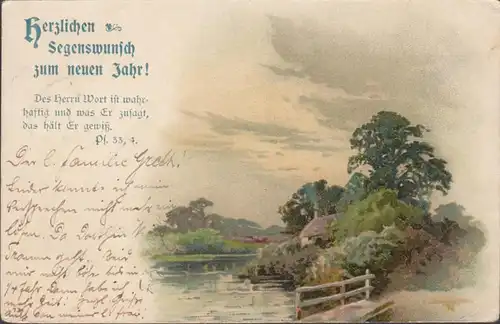 Herzlichen Segenswunsch zum neuen Jahr, gelaufen 1902