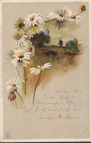 Winkler et Schorn carte postale de clair de lune, couru 1900