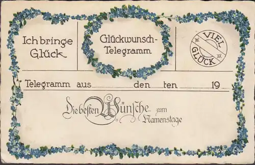 AK Glückwunsch Telegramm Die besten Wünsche zum Namenstage, ungelaufen