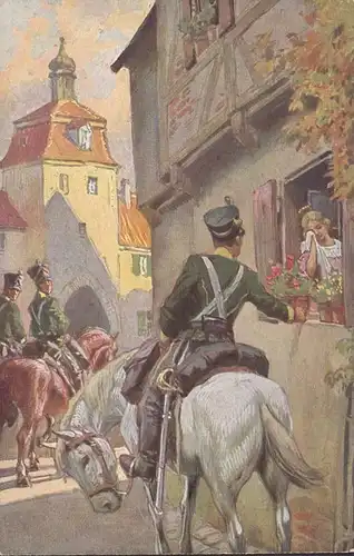 Künster AK Es ritten drei Reiter zum Tore hinaus, gelaufen 1916