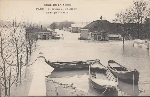 CPA Crue de la Seine Paris La barre de Billancourt, non circulaire