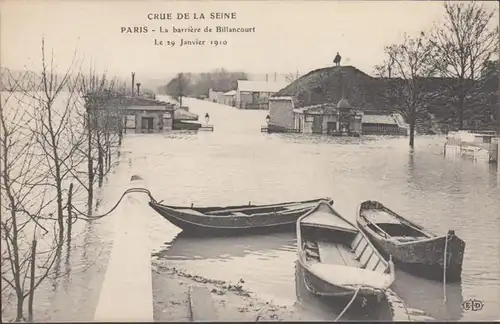 CPA Crue de la Seine Paris La barriére de Billancourt, non circulé