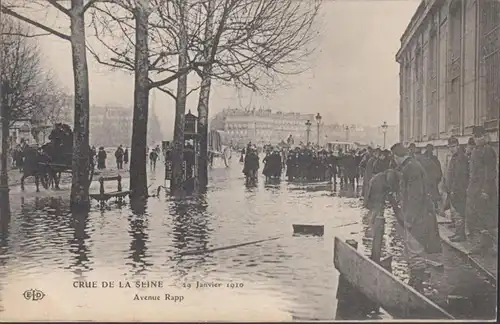 CPA Crue de la Seine Paris Avenue Rapp, non circulaire