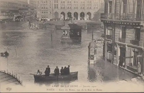 CPA Crue de la Seine Paris Cour de Rome Vue de La Rue de Rome, non circulaire