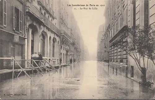 CPA Les Inondations des Paris La Rue de Lille, non circulaire