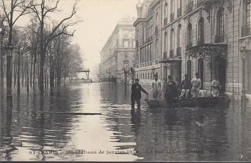 CPA Inondation de Paris La rue de Constantine, non circulaire