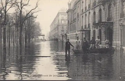 CPA Paris, La rue de Constantine, Inondation 1910, non circulé