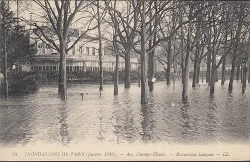 CPA Inondation de Paris Aux Champs Élysée Restaurant Ledoyen, non circulé