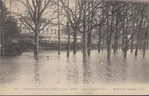 CPA Inondation de Paris Aux Champs Élysée Restaurant Ledoyen, non circulé
