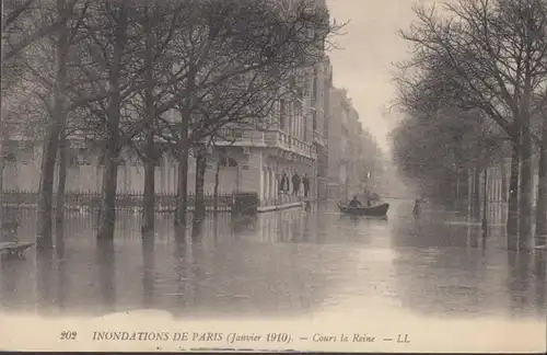 CPA Inondation de Paris Cours la Reine, non circulé