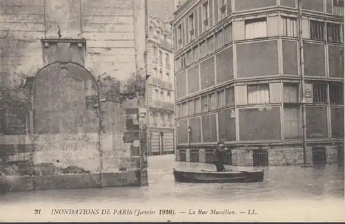 CPA Inondation de Paris La Rue Massillon, non circulé