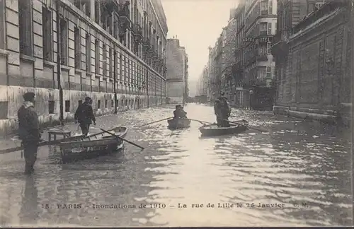 CPA Inondation de Paris La Rue de Lille, non circulaire