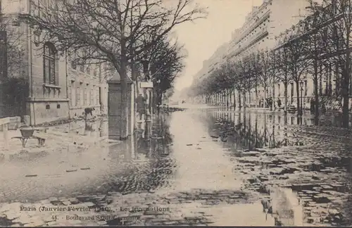 CPA Les Inondations Paris Boulevard Saint Germain, non circulé