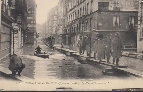 CPA Inondation de Paris La Rue Bellechasse, non circulaire