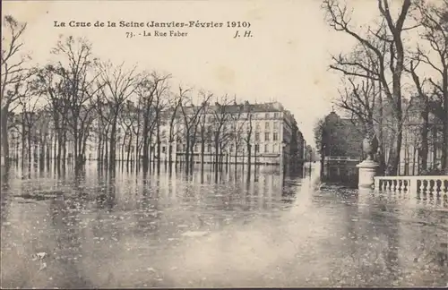 CPA Crue de la Seine La Rue Faber, non circulé