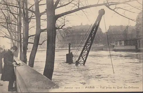 CPA Crue de la Seine Paris Vue prise du Quai des Orfèvres, non circulé