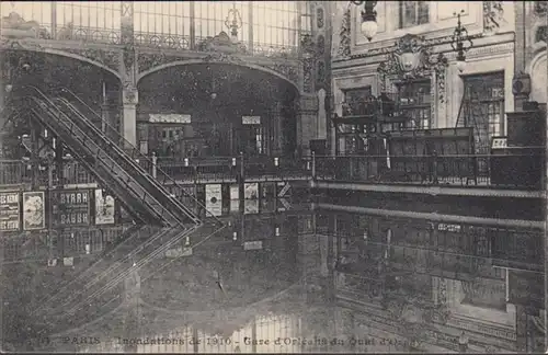 CPA Inondations de Paris Gare d'Orléans du Quai d ' Orsaye, non circulaire