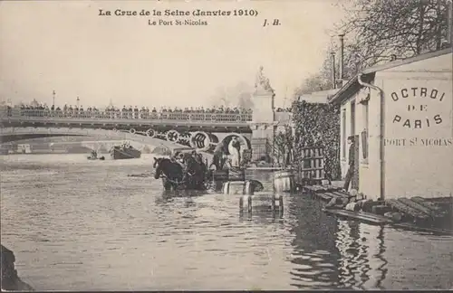 CPA Paris, Le Port St. Nicolas, Octroi de Paris, Inondation 1910, non circulé