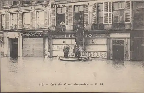 CPA Paris, Quai des Grands Augustins, Inondation 1910, non circulé