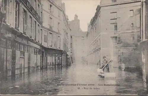 CPA Paris, Rue de Seine, Inondation 1910, non circulé