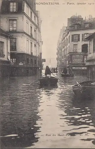 CPA Inondations de Paris Rue du Haut Pave, non circulaire