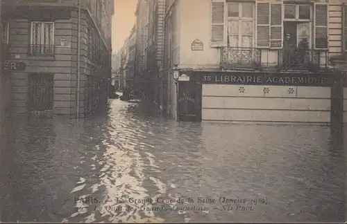 CPA Crue de la Seine Paris Le Quai des Grands Augustins, non circulé