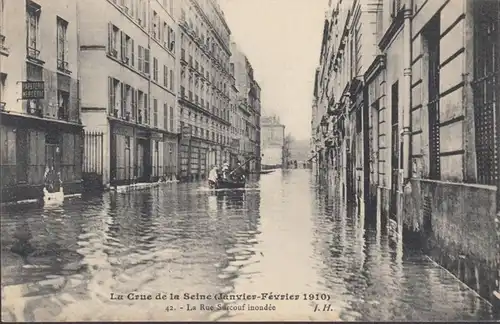 CPA Crue de la Seine Paris La Rue Surcouf inondée, non circulé